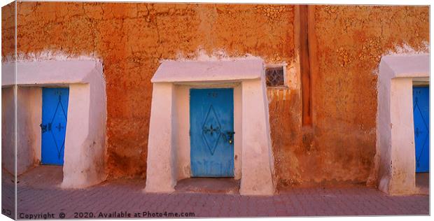 Doors in Tiznit, Southern Morocco Canvas Print by Roz Collins