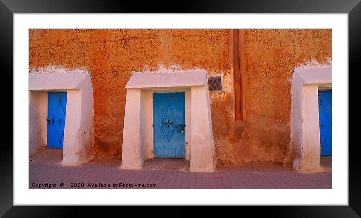 Doors in Tiznit, Southern Morocco Framed Mounted Print by Roz Collins