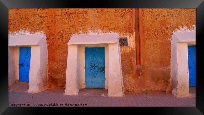 Doors in Tiznit, Southern Morocco Framed Print by Roz Collins