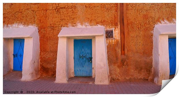 Doors in Tiznit, Southern Morocco Print by Roz Collins
