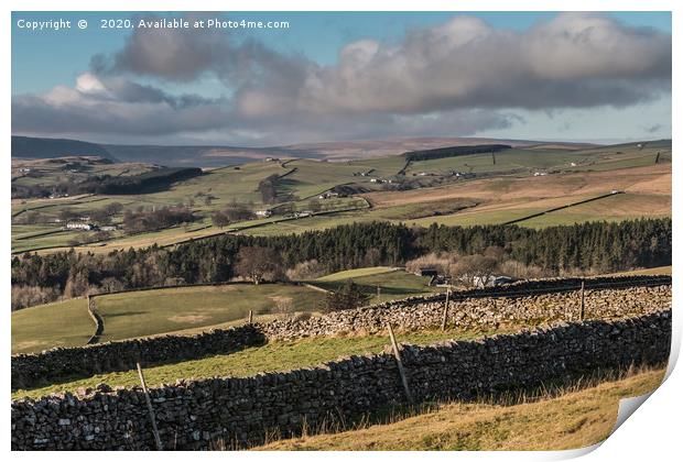 Ettersgill and Upper Teesdale from Stable Edge Print by Richard Laidler