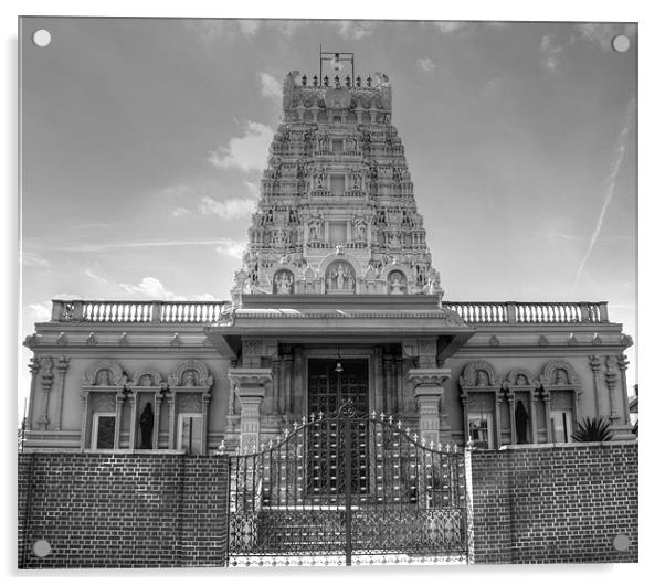 London Sri Murugan Temple bw Acrylic by David French
