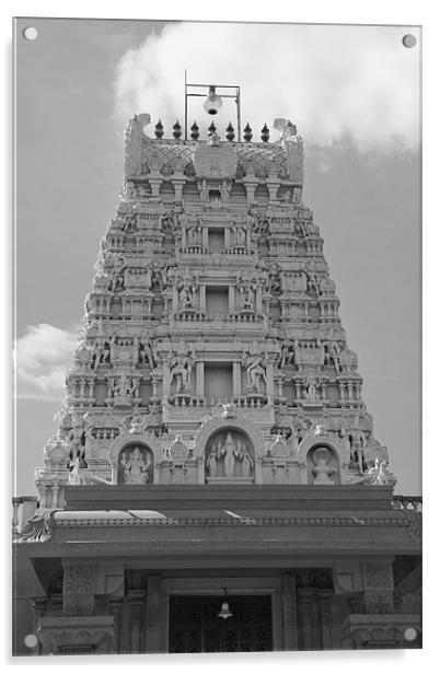 London Sri Murugan Temple bw Acrylic by David French