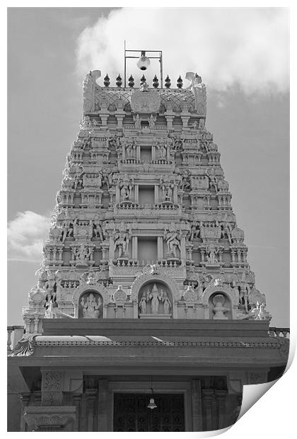 London Sri Murugan Temple bw Print by David French