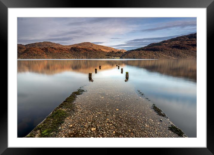 Old Jetty opposite Inversnaid at Loch Lomond Framed Mounted Print by George Robertson