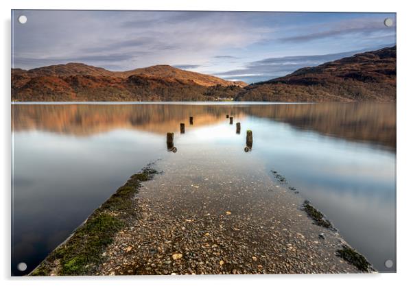 Old Jetty opposite Inversnaid at Loch Lomond Acrylic by George Robertson