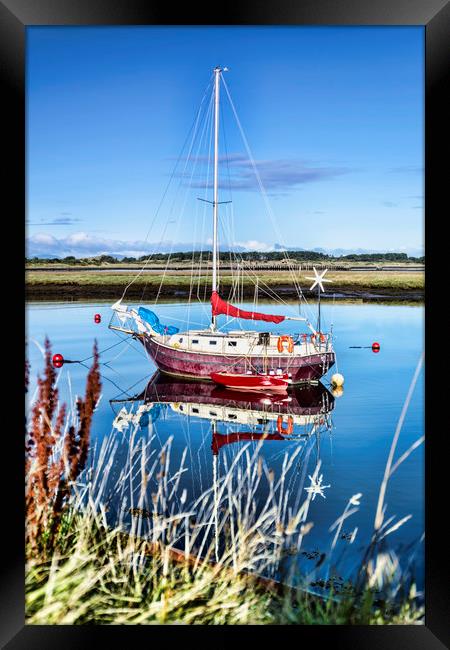 Irvine Harbour Boat Reflection Framed Print by Valerie Paterson