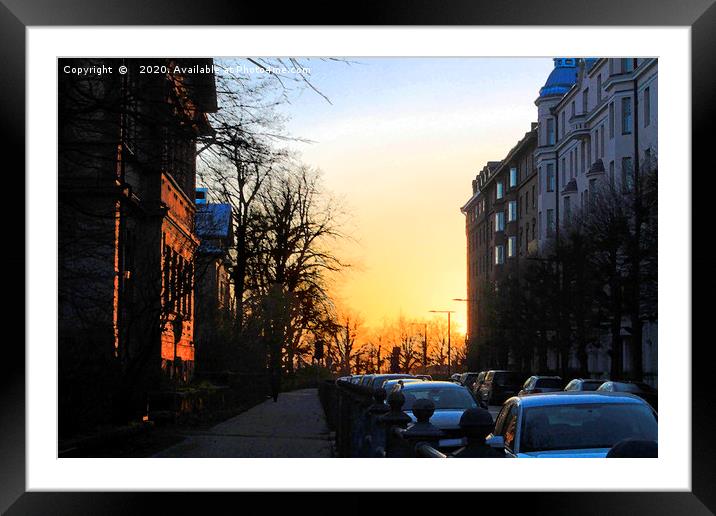 Sun At End of Street Framed Mounted Print by Taina Sohlman