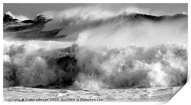 Roaring waves Print by Simon Johnson