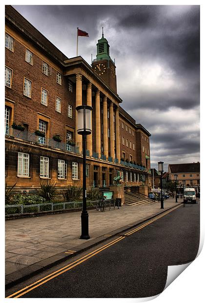 Norwich City Hall Time lapse Print by Darren Burroughs