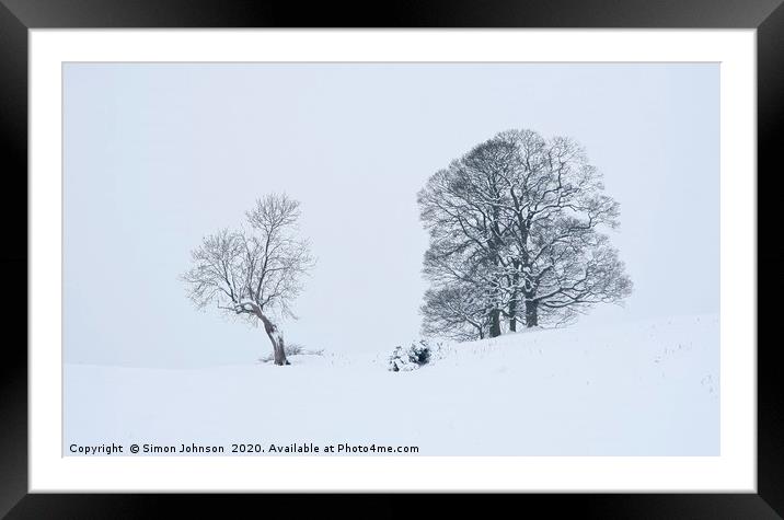 TYrees in snow Framed Mounted Print by Simon Johnson