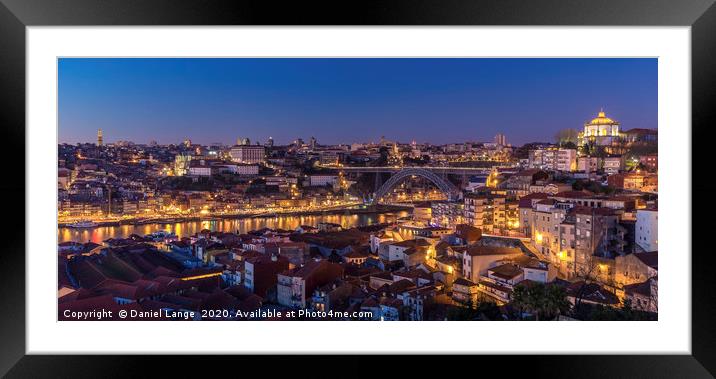 View of Porto's old town at night Framed Mounted Print by Daniel Lange
