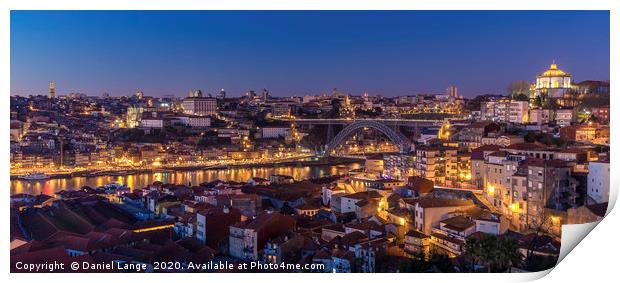 View of Porto's old town at night Print by Daniel Lange