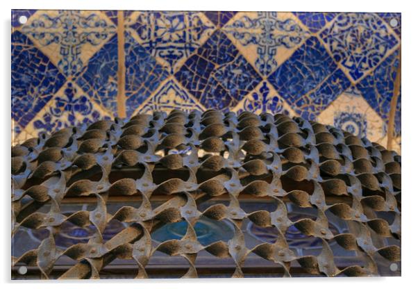 Gaudi balcony iron and ceramic work detail at Park Acrylic by Ray Fernandez