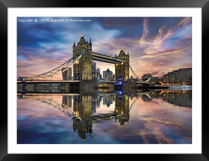 Tower Bridge Reflections Framed Mounted Print by K7 Photography