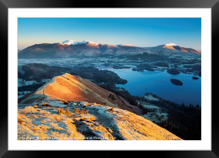 Catbells view, over Derwentwater, Lake District Framed Mounted Print by Justin Foulkes