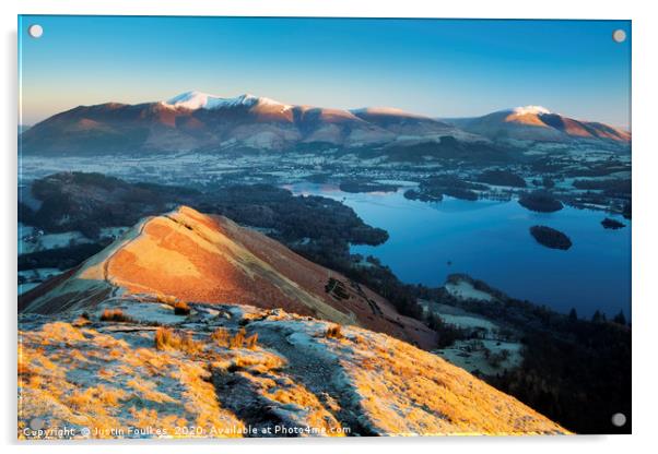 Catbells view, over Derwentwater, Lake District Acrylic by Justin Foulkes