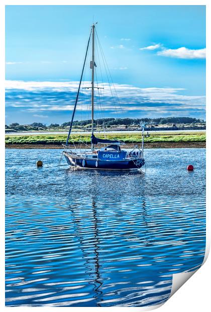 Sailing Boat Irvine Print by Valerie Paterson