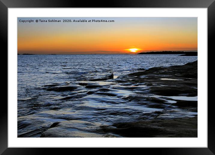 Glowing January Sunset by the Sea Framed Mounted Print by Taina Sohlman