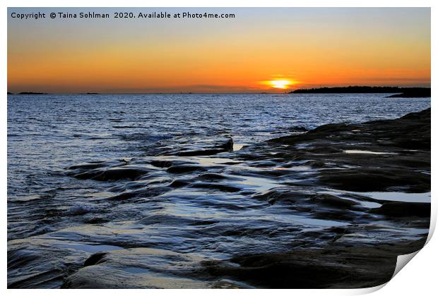 Glowing January Sunset by the Sea Print by Taina Sohlman