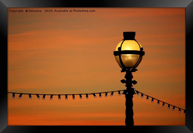 South Bank London sunset lamppost Framed Print by Rehanna Neky
