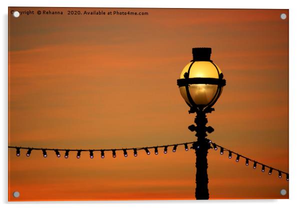South Bank London sunset lamppost Acrylic by Rehanna Neky