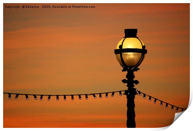 South Bank London sunset lamppost Print by Rehanna Neky