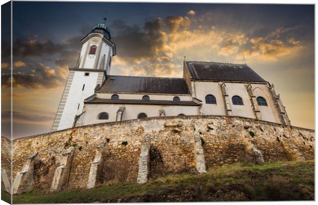 Old church in village of Emmersdorf at the beginni Canvas Print by Sergey Fedoskin