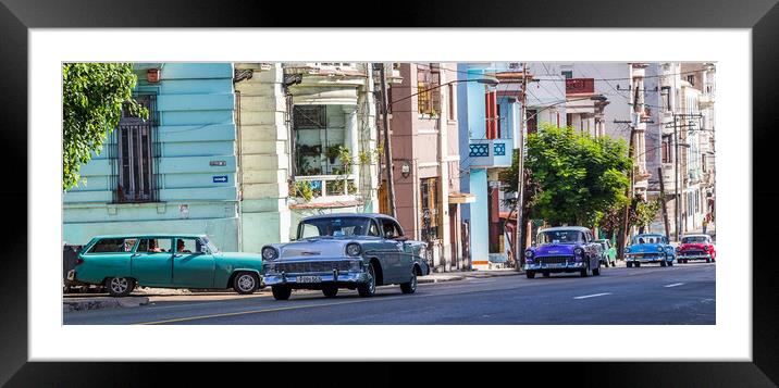 Centro Havana panorama - cars Framed Mounted Print by Jason Wells