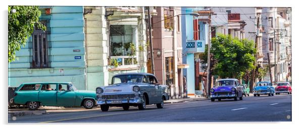 Centro Havana panorama - cars Acrylic by Jason Wells