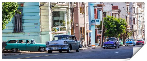 Centro Havana panorama - cars Print by Jason Wells