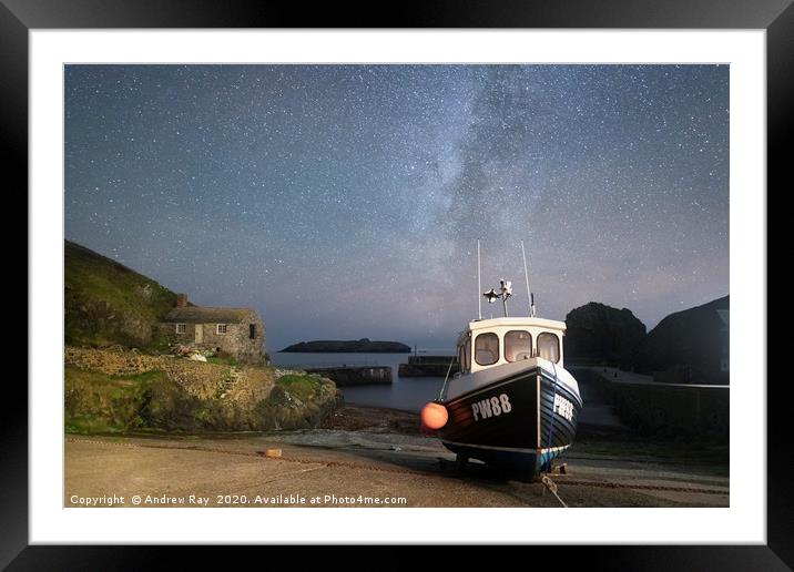 Milky Way over Mullion Cove Framed Mounted Print by Andrew Ray