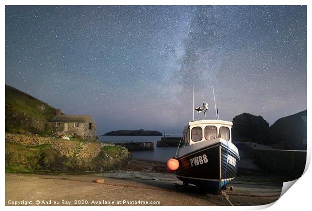 Milky Way over Mullion Cove Print by Andrew Ray