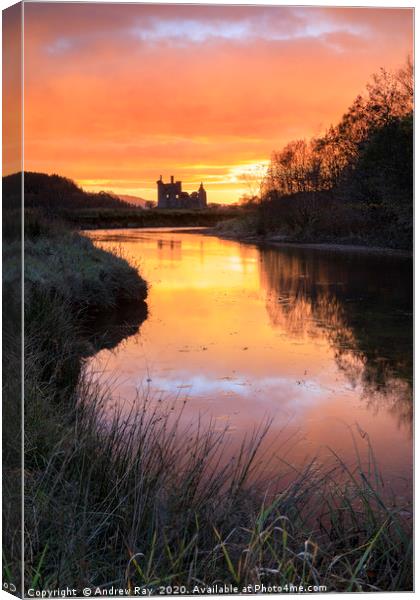 Sunset at Kilchurn Castle Canvas Print by Andrew Ray