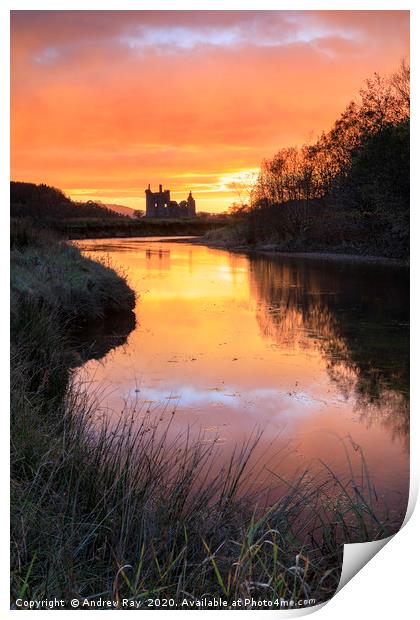 Sunset at Kilchurn Castle Print by Andrew Ray