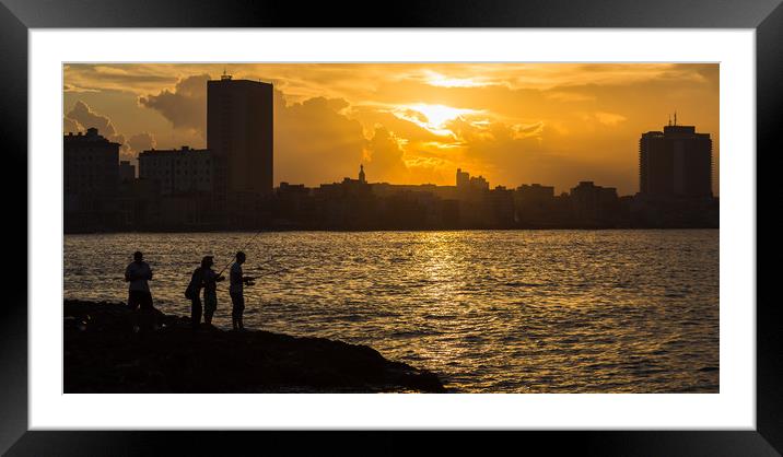 Fishermen in Havana at sunset Framed Mounted Print by Jason Wells