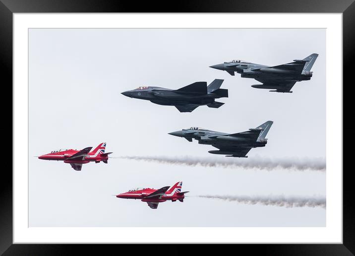 RAF F-35B with two Eurofighter Typhoons and the Re Framed Mounted Print by Jason Wells