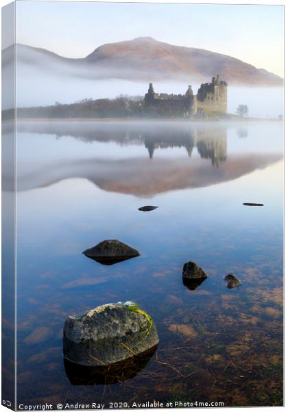 Misty morning at Loch Awe Canvas Print by Andrew Ray