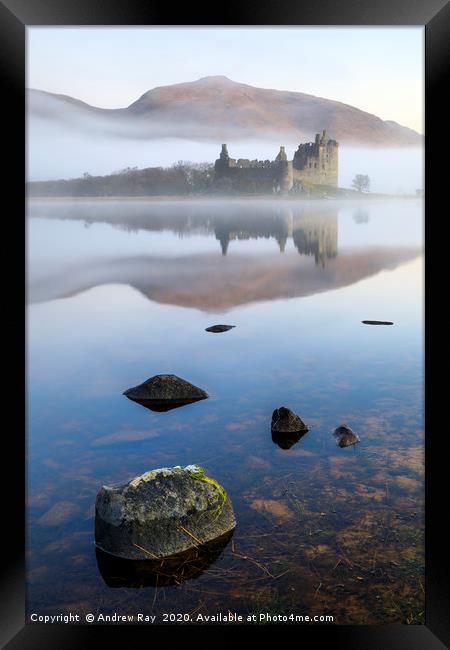 Misty morning at Loch Awe Framed Print by Andrew Ray