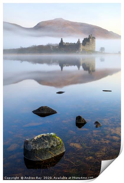 Misty morning at Loch Awe Print by Andrew Ray