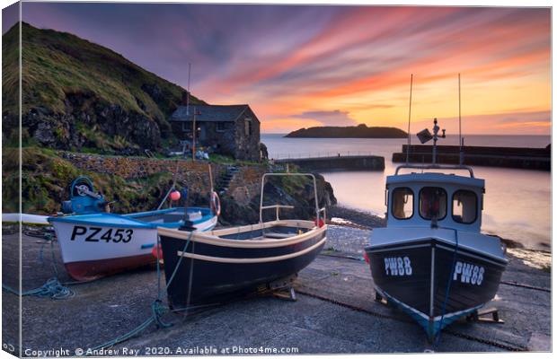 Slipway at sunset (Mullion Cove Canvas Print by Andrew Ray