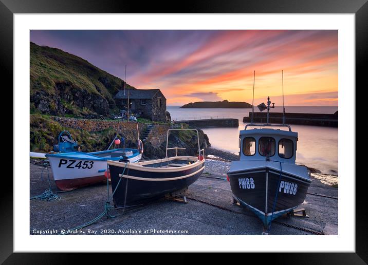 Slipway at sunset (Mullion Cove Framed Mounted Print by Andrew Ray