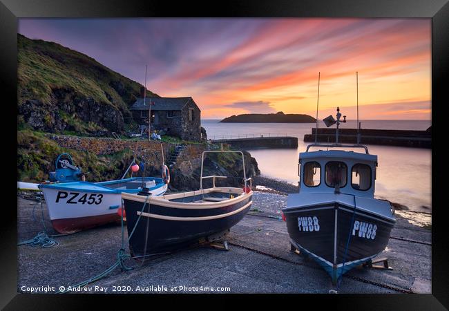 Slipway at sunset (Mullion Cove Framed Print by Andrew Ray