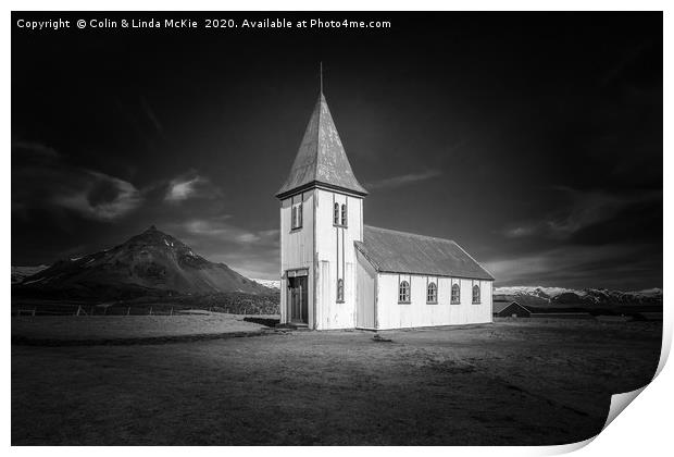 Hellnar Church, West Iceland Print by Colin & Linda McKie
