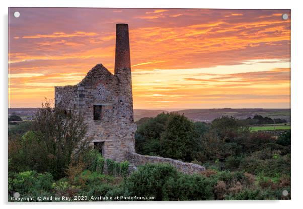 Wheal Peevor Sunset. Acrylic by Andrew Ray