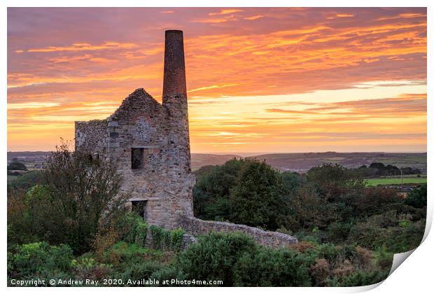 Wheal Peevor Sunset. Print by Andrew Ray