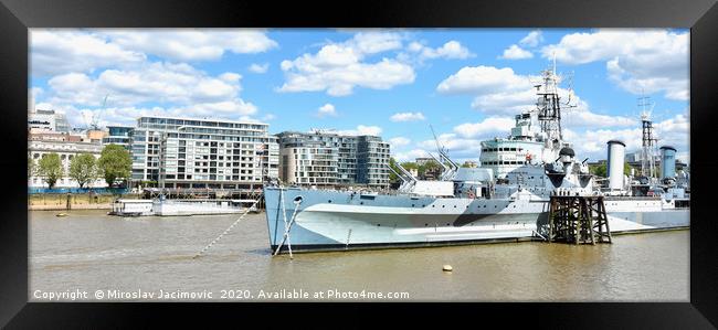HMS Belfast light cruiser in London. Framed Print by M. J. Photography