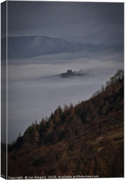 Fog in the Brecon Beacons Canvas Print by Jan Gregory