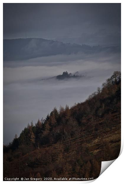 Fog in the Brecon Beacons Print by Jan Gregory