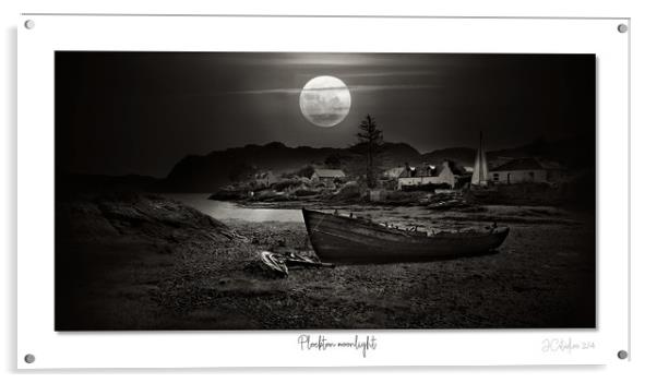 Plockton in the moonlight. No2/4 Acrylic by JC studios LRPS ARPS